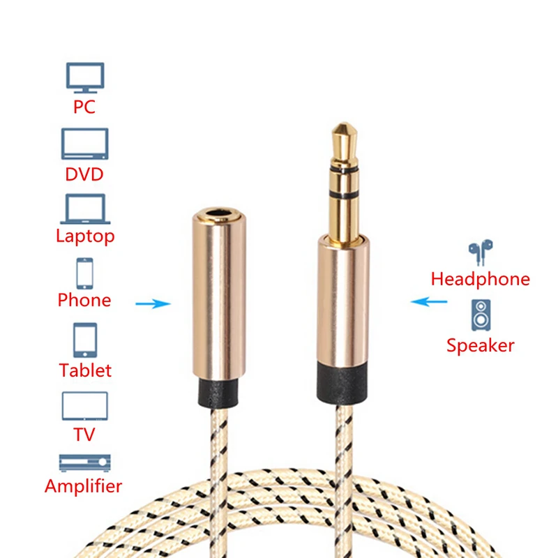 5M 3 5mm Male to Female AUX Jack HD Audio Extension Cables Auxiliary Stereo Headphone Cord for iPhone MP3 MP4 Player 5m