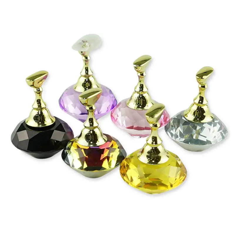 

1 Pcs Magnetic Nail Holder + 5 Tips Practice Training Display Stand Crystal Holder Alloy False Nails Showing Shelf Manicure Tool