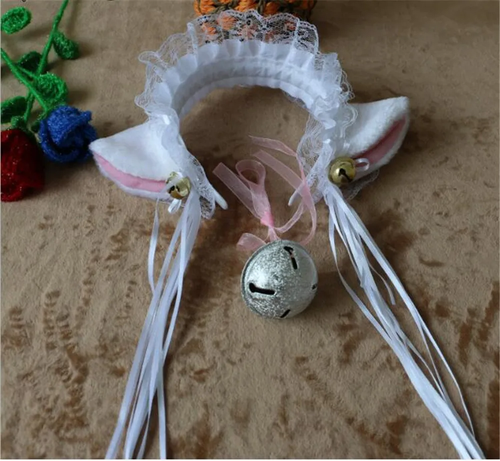Princess Lolita Hairbands Bell Cat Ears Headband Maid Lace Headbands Hair Hoop Accessories Anime Girl Cosplay C354 |