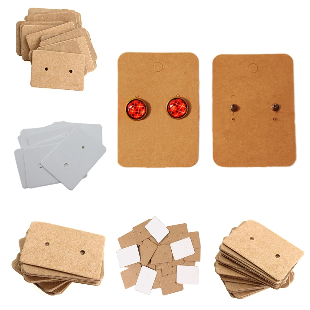 

100Pcs Blank Earrings Ear Studs Display Card Hanging Tags Kraft Paper Jewelry Display Stand Holder Jewelry Organizer