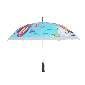 

8 Bone Umbrella Semi-automatic Straight Umbrella Color Digital Printing Umbrella Ladies Rain And Sun Dual-use Umbrella