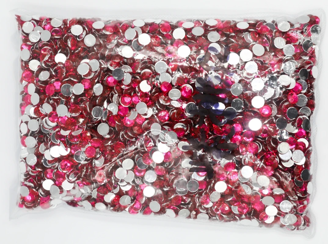 

Fuchsia Color 1.5~12mm Flat Back Round Acrylic Rhinestones Beads,3D Acrylic Nail Art / Garment Decoration