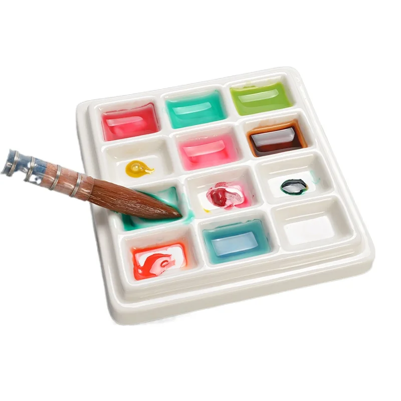 Watercolor palette Color palette Paint tray 12/20 grid ceramic palette multifunctional art paint box