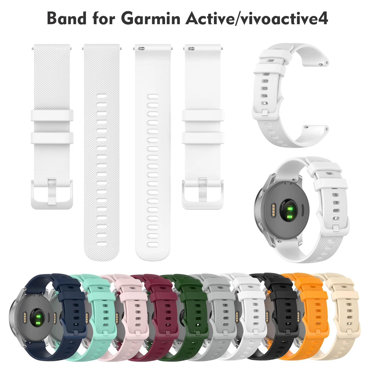 Ремешок спортивный для Garmin Vivoactive 4 и Samsung Galaxy Watch 46 мм/Gear S3 Fossil Gen 5 мягкий белый