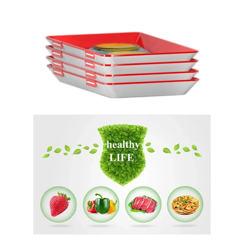 

CleverTray Creative Food Plastic Preservation Tray Kitchen Items Food Storage Container Set Food Fresh Storage Microwave Cover