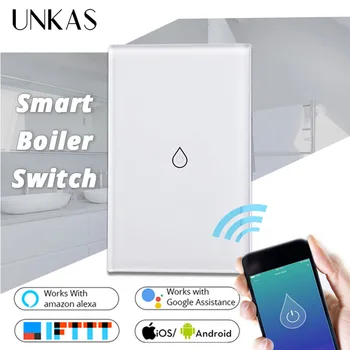 

UNKAS Smart Home Amazon Alexa Echo Google Home Wifi Water Heater Switch Tuya APP Remote Control Boiler led light Touch Switch