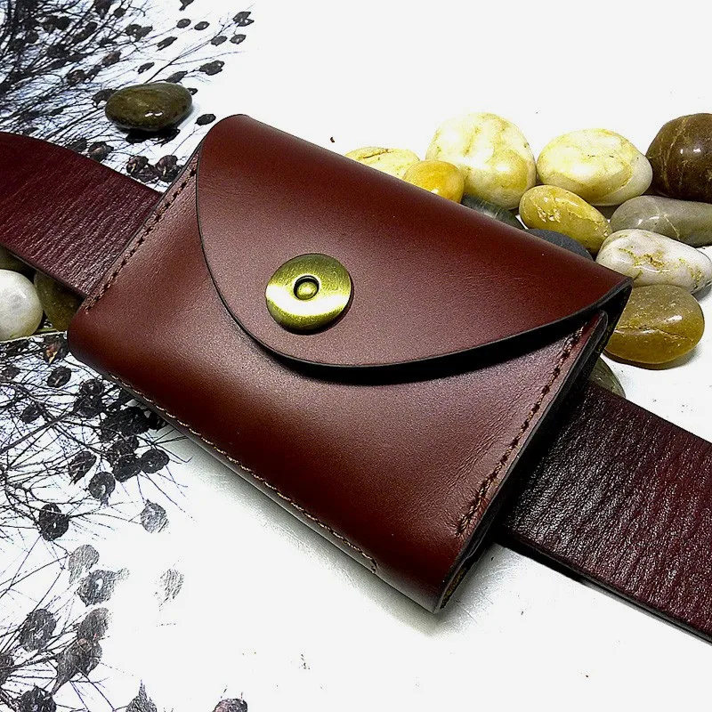 blongk Mini Waist Bag Thin Belt Pack Leather Small Fanny-Pouch Card Holder Car Key Case Wallet Coin Purse Men Women 3618DS