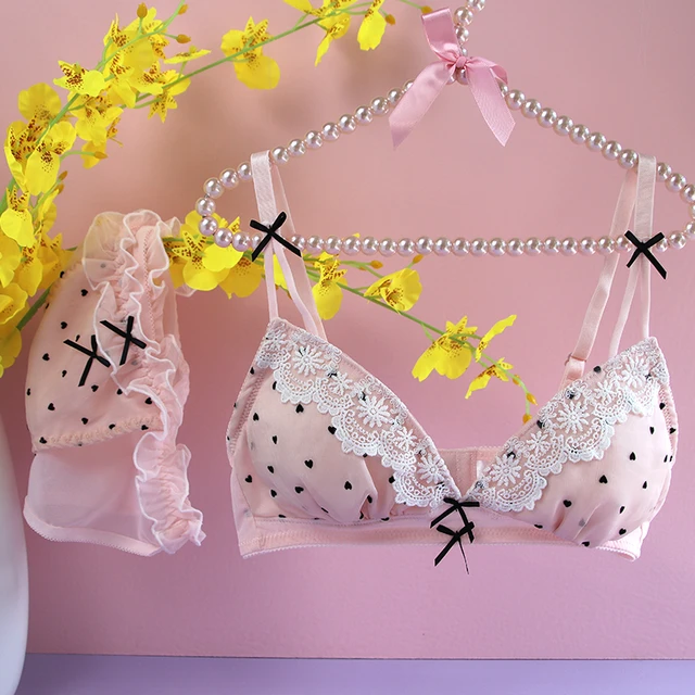 Kawaii Japanese Lolita Triangle Cup Bra And Panty Set Back Cute