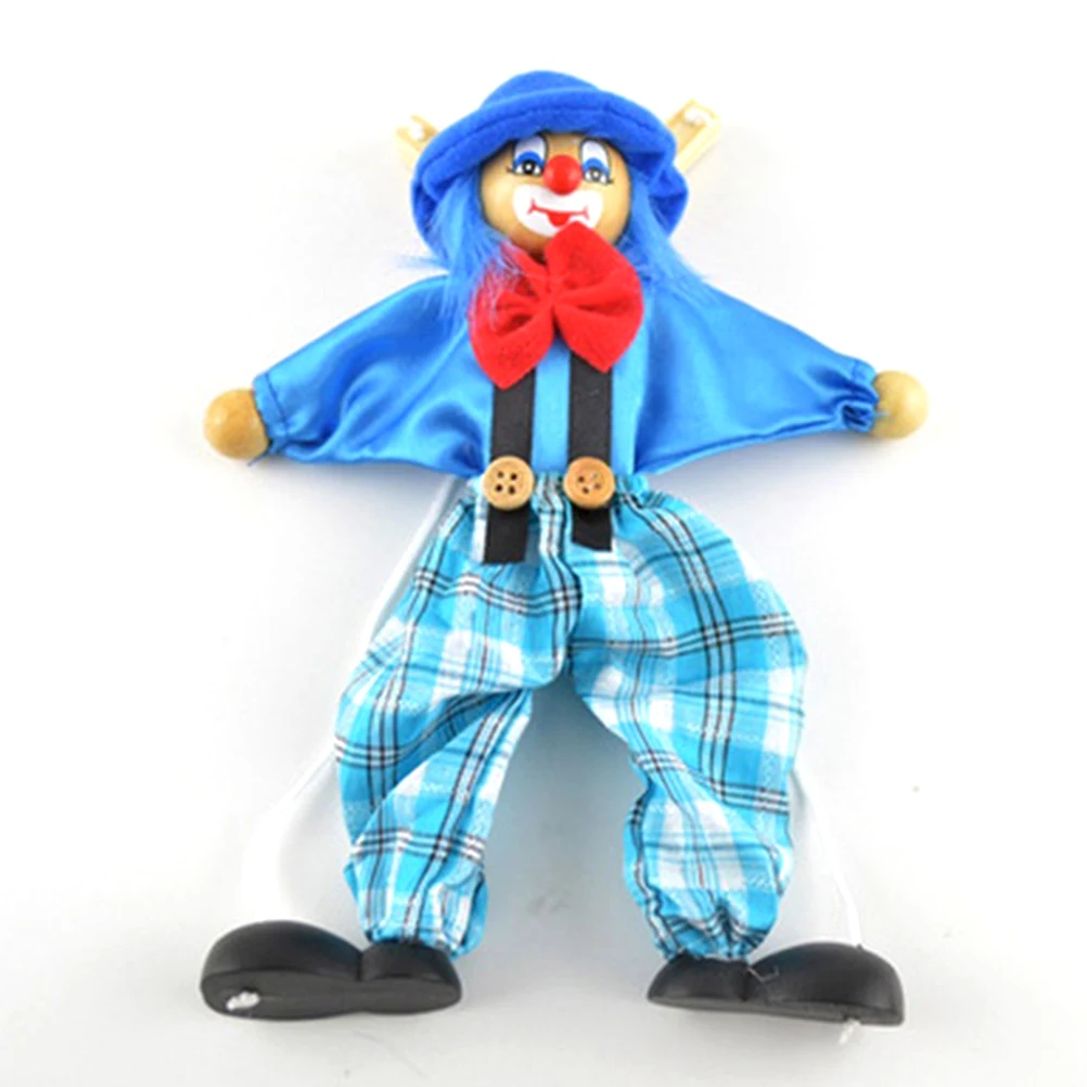 Забавный винтажный цветной кукольный клоун, деревянная марионетка, игрушки ручной работы, кукла для совместного использования, подарки для детей - Цвет: Синий