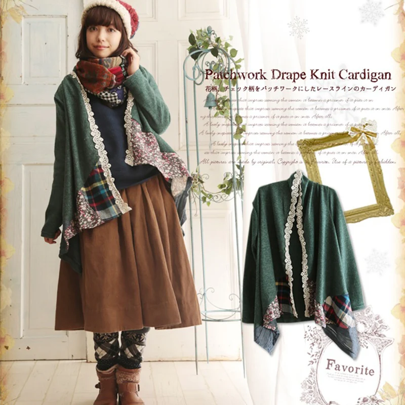 

Spring Autumn Japanese Mori Girl Irregular Patchwork Cardigan Women Classical Jackets Sweet Floral Female Release Coats A018