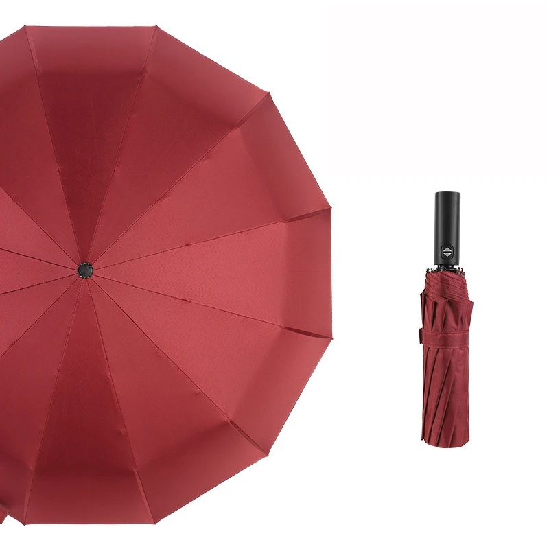 YADA 12 кость сплошной цвет полностью автоматический зонтик для защиты от ветра Складной Дождливый Зонтик для женщин мужчин анти-УФ Авто зонтик YD208 - Цвет: Wine red