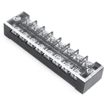 

3 Pcs 600V 25A 8 Positions Dual Rows Covered Barrier Screw Terminal Block Strip Black