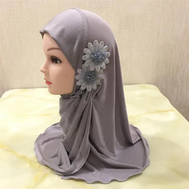 Роскошный мусульманский детский хиджаб с двумя цветами, повязка на голову для детей, ледяной Шелковый головной платок, унисекс, young Amira - Цвет: Светло-коричневый
