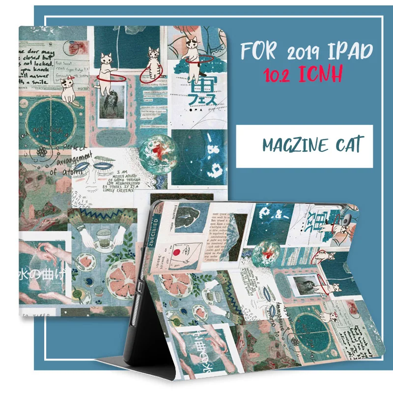 Умный флип-чехол с мультяшной собакой Magzine, Кроликом, котом, для iPad 7, 10,2 дюймов,, чехол для планшета, для iPad 10,2, мягкая задняя крышка, Авто Режим сна - Цвет: newspaper