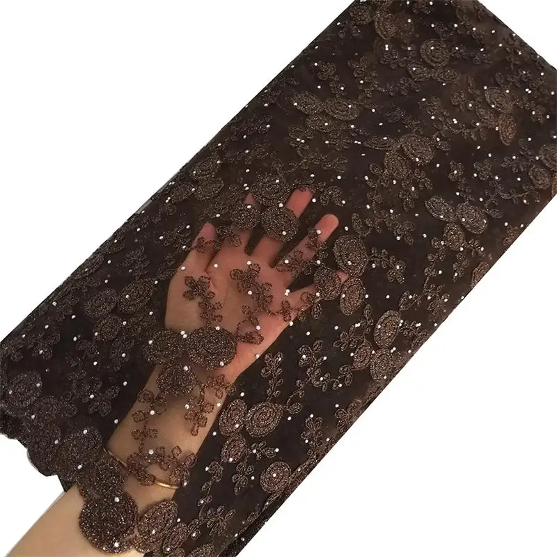 Coffee lace fabric Кофейно-коричневая африканская кружевная ткань высокое качество кружевная вышивка кружевная нигерийская кружевная ткань лучшие продажи продукции - Цвет: Coffee lace fabric