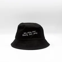 Шляпа-ведро с вышитыми буквами, шляпа для рыбалки, школьная шляпа-ведро, складная шляпа, Панама для мужчин и женщин, летняя шляпа