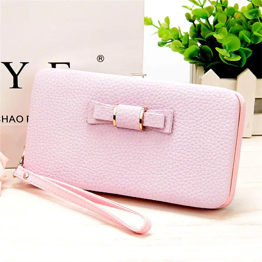 Light purple Baellerry, кошельки для телефона, модные, элегантные, с бантом, кошелек, многофункциональный, пенал, держатель для карт, кошельки для монет - Цвет: Light purple