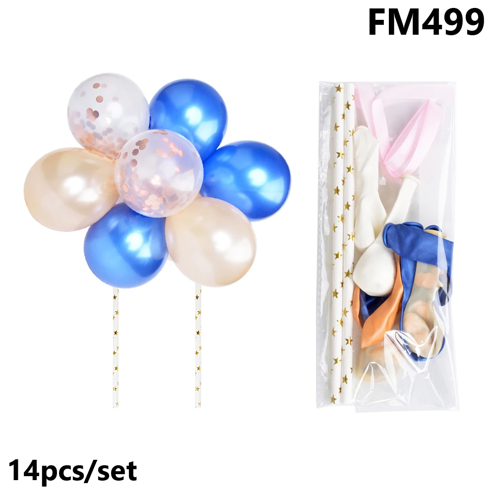 FM499 14 шт./компл. 5 дюймов воздушные шары торт Топпер День Рождения украшения Дети шар цвета розового золота Caketopper Baby Shower Свадьба Decora - Цвет: FM499
