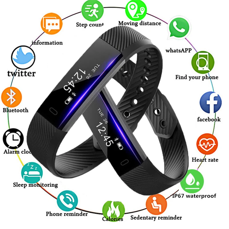 

Smart Bracelet Band Reloj Sleep Activity Fitness Tracker Alarm Clock Pedometer Wristband for IOS Android Pk Fitbits Smartband