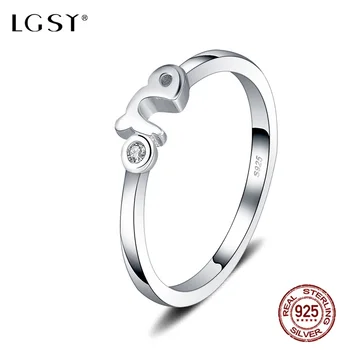 

LGSY DR1146 Round Rings 925 Sterling Silver Gem Ring Fine Jewelry Romantic White Crystal Sweet Rings For Women Fashion Jewelry
