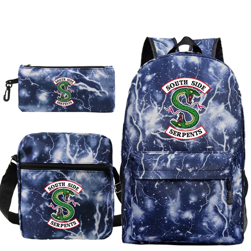 Ривердейл Рюкзак Mochila Sac A Dos Femme 3 шт./компл. plecak пенал через плечо школьная сумка южной стороне змеи в стиле «хип-хоп» книжная сумка
