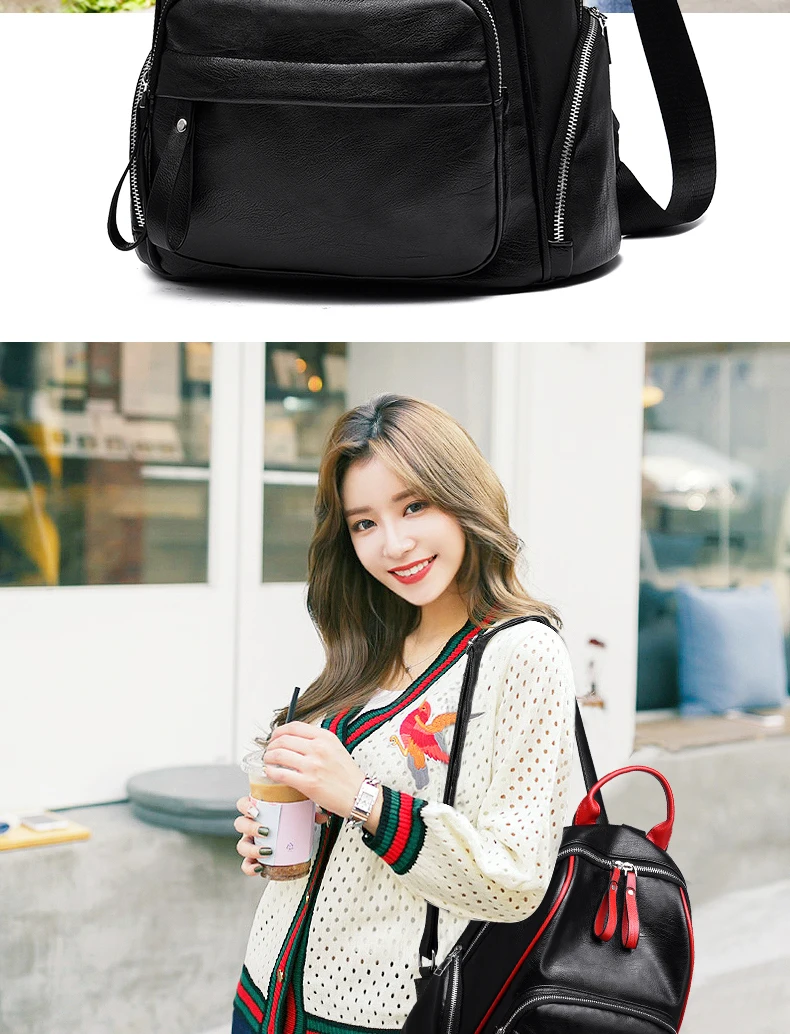 Женский рюкзак из натуральной кожи женский студенческий рюкзак модный Повседневный корейский рюкзак сумка через плечо