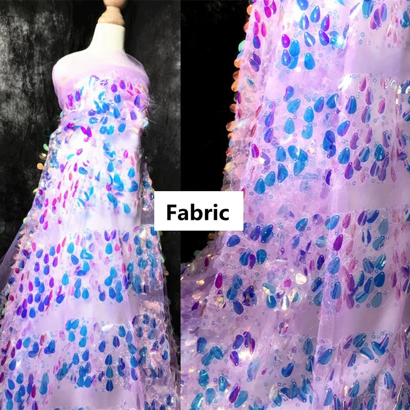 Фэнтезийный лазер в форме капли дождя Русалка Блестки сетка ткань для свадьбы