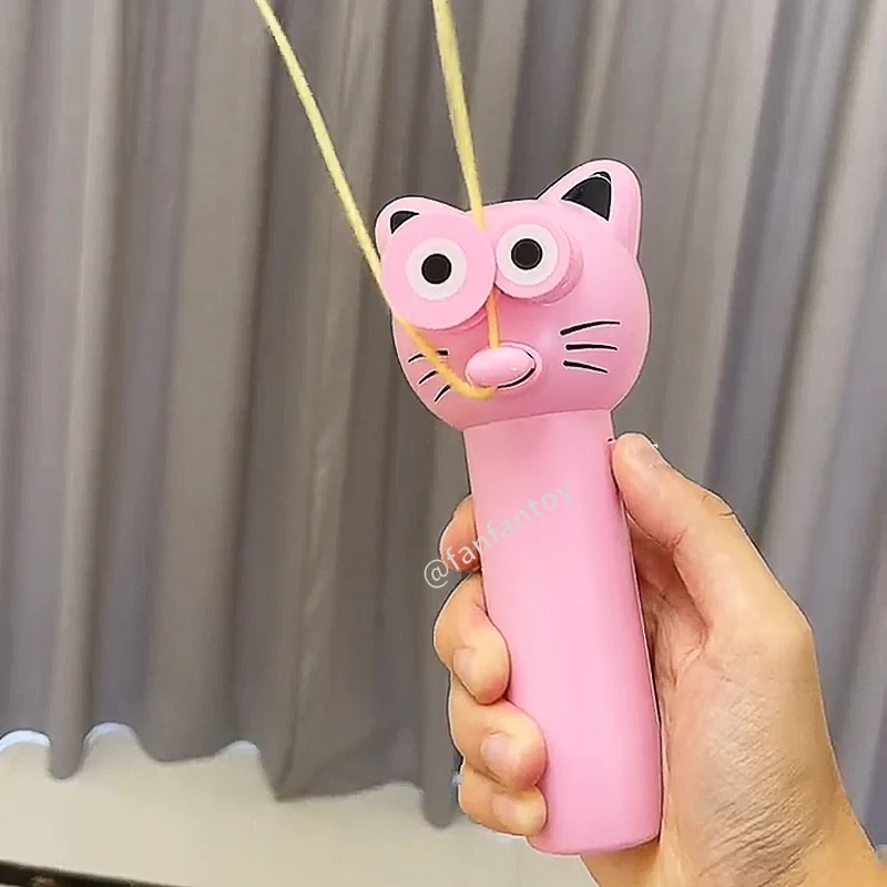 Zipstring Toy Rope Propeller Cute Cartoon Cat Rope Launcher Zip String
