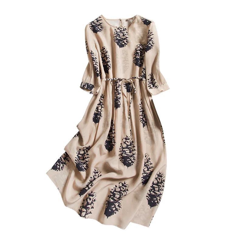 Pine Cone Printed Non-Mainstream Design Silk Loose
