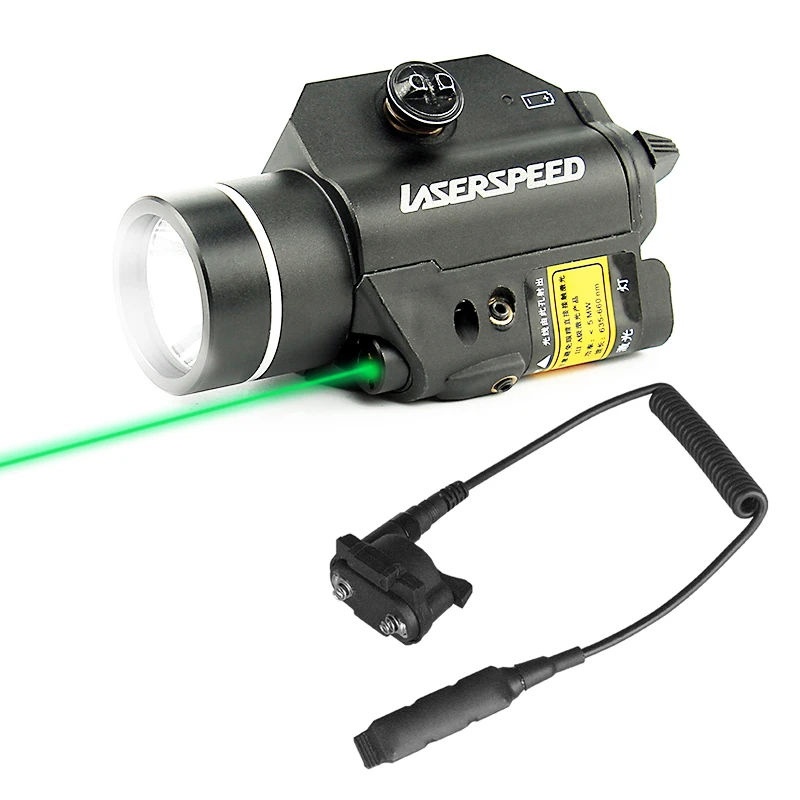 Laserspeed компактный пистолет лазер и 400 люмен пистолет светильник стробоскоп тактический зеленый/красный ИК инфракрасный лазерный прицел Mira лазер - Цвет: Green laser rat tail