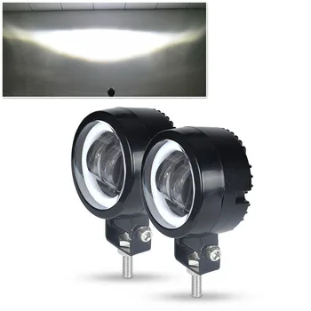 

6000K LED Work Light With Angel Eye Ring 2pcs 3inch Driving For SUV ATV