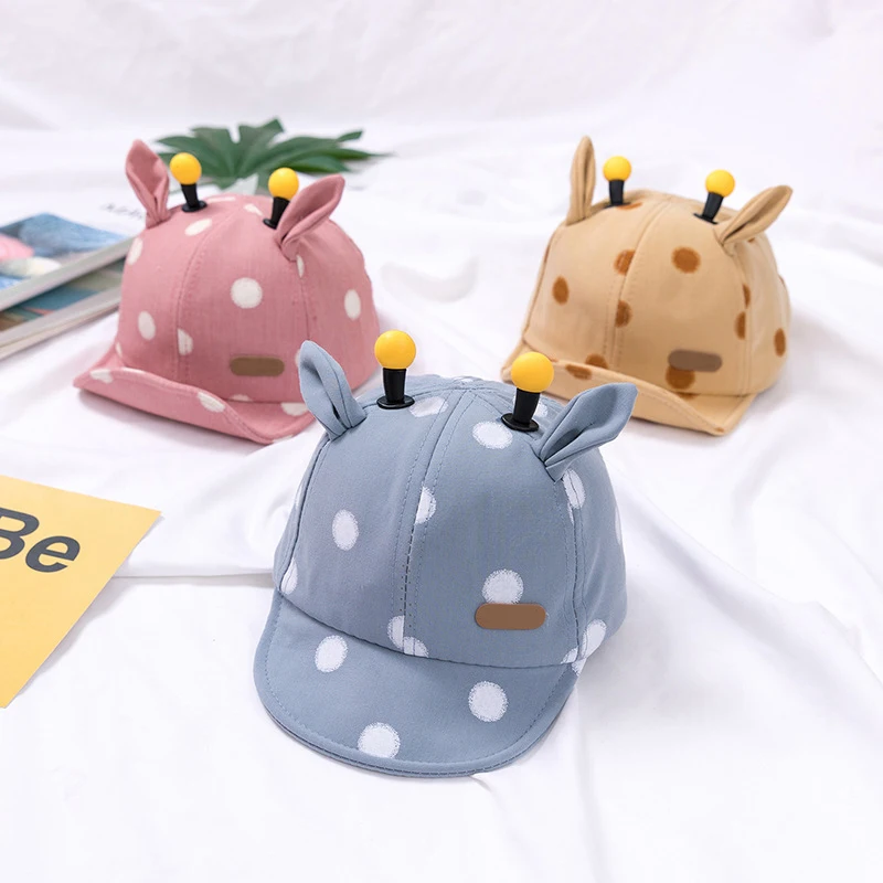 Baby Hat Bonnets Baseball-Cap Summer Lovely Soft Double-Ears Dot Sun-Visor-Caps Sun-Hat