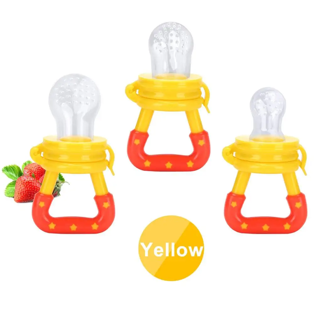 yellow Детская кормушка для свежего питания, 3 упаковки, силиконовая соска для прорезывания зубов, многоразовая щемящая Десна, соска - Цвет: yellow