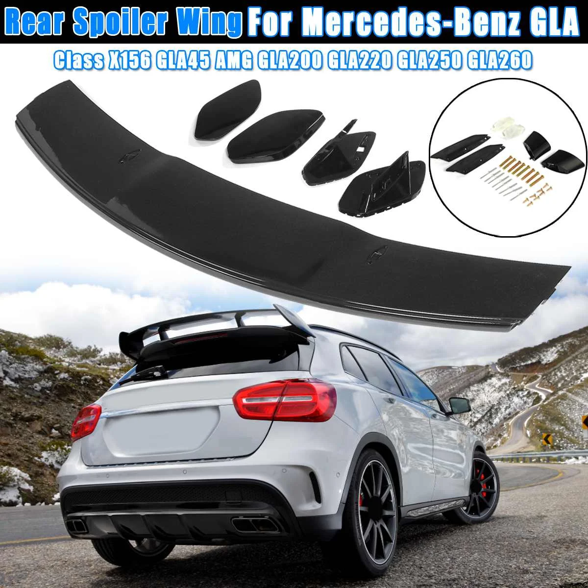 ABS пластик глянцевый черный Автомобильный задний спойлер крыло для Mercedes-Benz GLA класс X156 GLA45 Для AMG GLA200 GLA220 GLA250 GLA260 1 шт