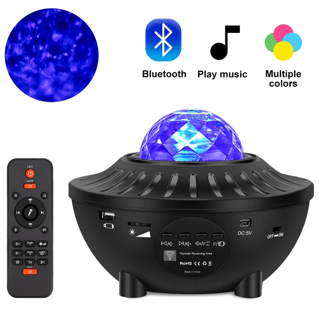 LED Star Galaxy Projector Ocean Wave Night Light Music Player Remote