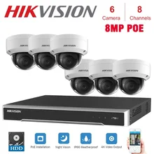 8CH Hikvision POE NVR комплекты видеонаблюдения с 6 шт. 8MP ip-камера Сетевая безопасность ночное видение CCTV системы безопасности наборы