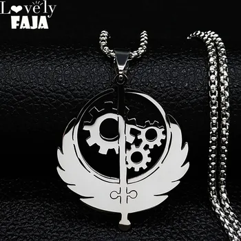 

Brotherhood of Stainless Steel Fallout Charm Pendant Necklace Men Music Patch Game Flag Choker Necklace Jewelry joyas N3000S03