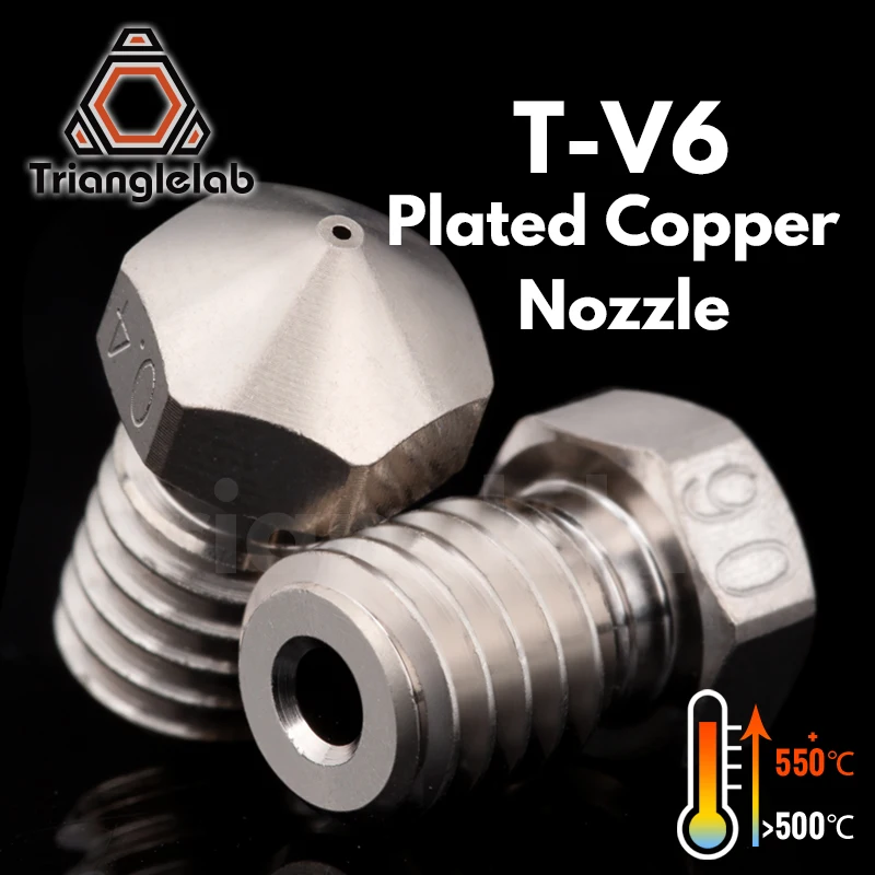 R Trianglelab T-V6 Plated Copper Nozzle Durable Non-stick High Performance For 3D Printers  M6 Thread For  V6 Dragon Hotend