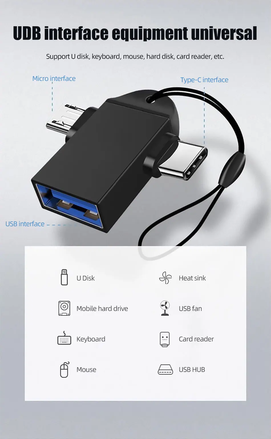 ihuigol Type-C OTG Adapter 2in1 Micro USB Male To USB Female Adapter For Macbook Pro LG Samsung S9 S10 Xiaomi mi 9 USB Connector (7)
