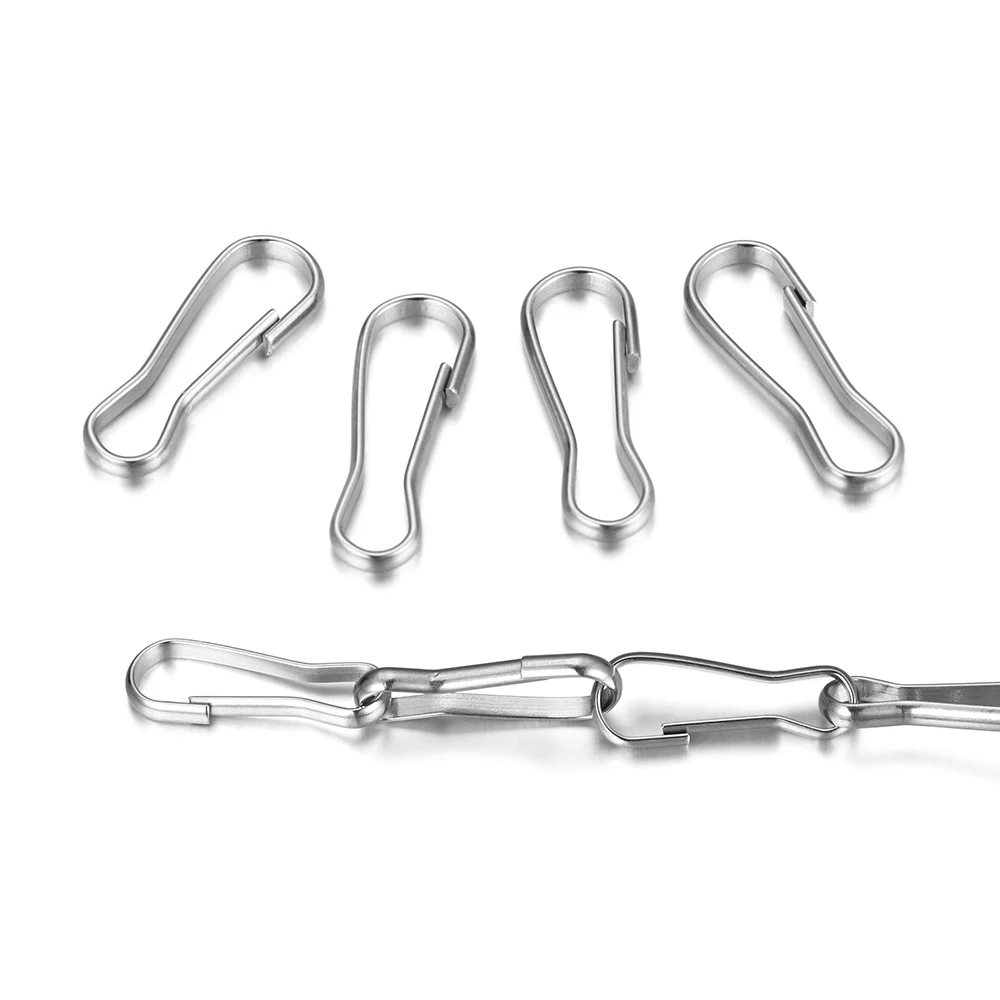 30pcs Stainless Steel Snap Spring Clip Clasp Keychain Buckle Hooks Rings  Lanyards Hanging Keychaine Keyring Connector Accessory