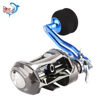 

RoseWood Bait Casting Reel 10kg Max Drag Wide Body Sea Fishing Jig Wheel 12+1BB 7.0:1 Aluminium Alloy Body Jigging Fishing Reel