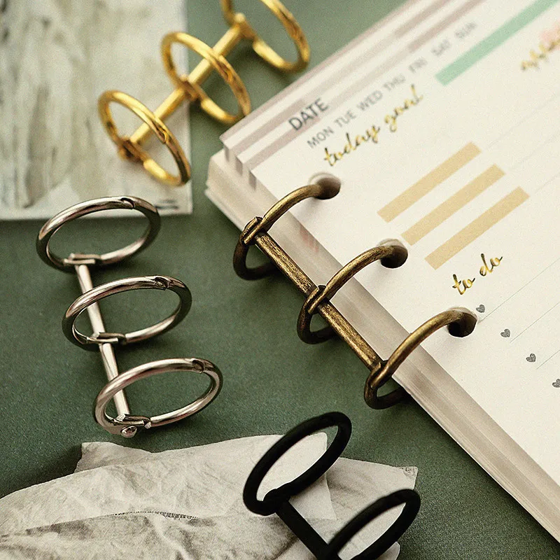 3-Hole Metal Clip Book Rings Loose-leaf Binder A5 A6 A7 Paper Storage Tool Scrapbooking Art Crafts DIY Student 1 PC stationery organizer document organizer