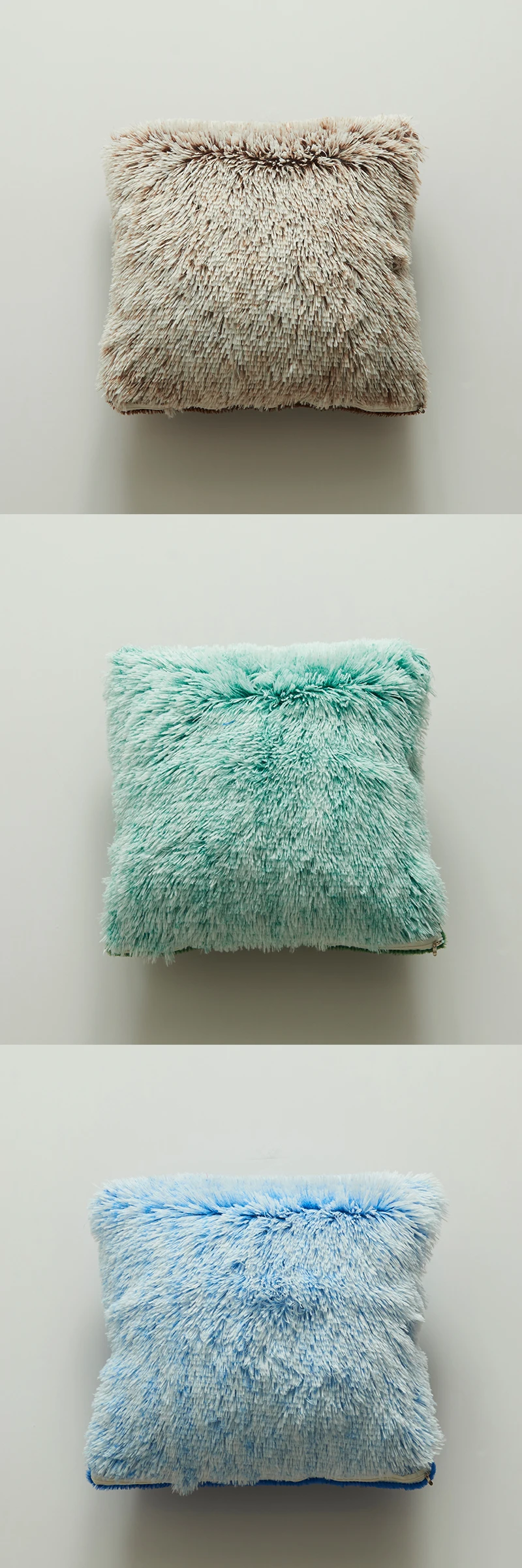 comfortable home bed plush cushion cover 42*42mm no inner long fluff housse de coussin green orange soft cushion cases dec X66