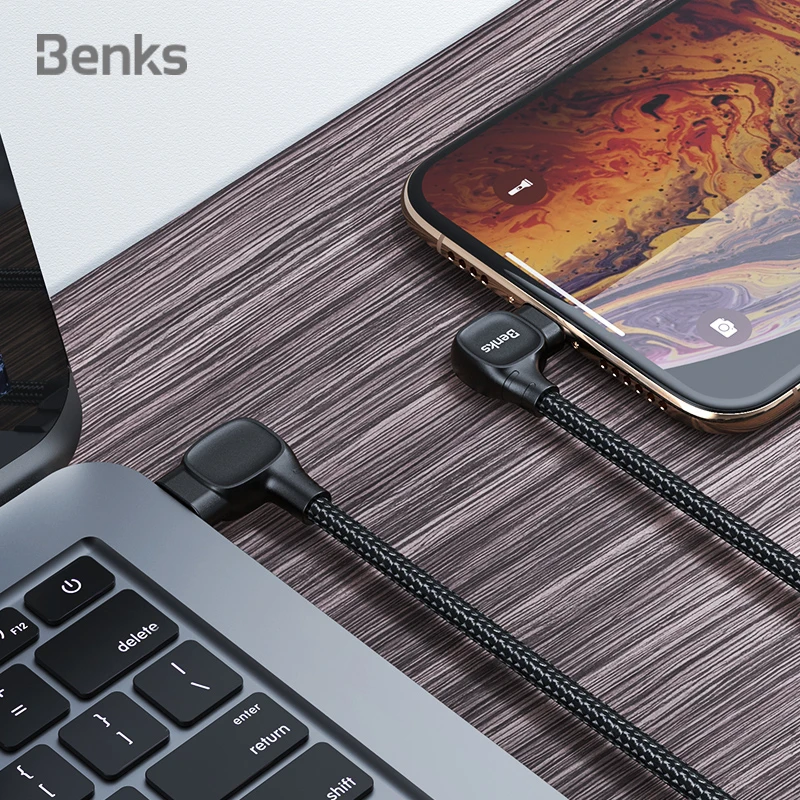 Benks MFi Type-C интерфейс Двойной Прямоугольный зарядный кабель PD для быстрой зарядки