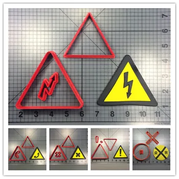 

Traffic warning sign railroad crossing sign shape fondant cutters for cake cupcakes cookies decorating 3D printed PLA mould