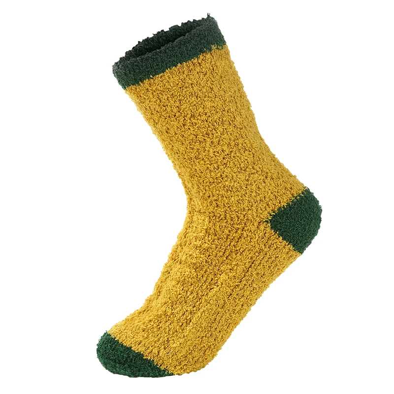 1 пара, милые мягкие женские пушистые носки в стиле пэчворк коралловые бархатные зимние теплые домашние носки-тапочки для девочек, махровые Пушистые Носки