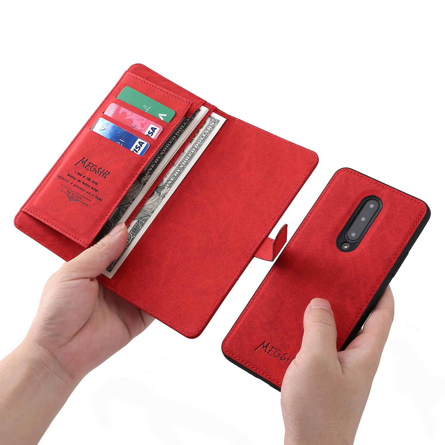 Флип-чехол с карманом для карт, кожаный чехол для телефона, чехол-кошелек со съемной магнитной задней крышкой, Пряжка для iPhone Xsmax XR, чехол s - Цвет: Red Wallet Case