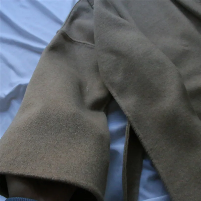 Новое осеннее и зимнее женское Шерстяное Пальто с разрезом Женская Длинная шерстяная куртка двухстороннее кашемировое пальто NS1429