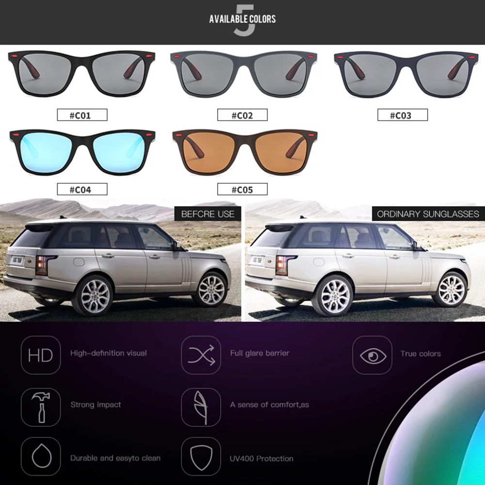 AIELBRO New Men's Glasses Sunglasses for Women 2020 Men's Sunglasses Outdoors Sports Square Driving Accessories Goggle UV400