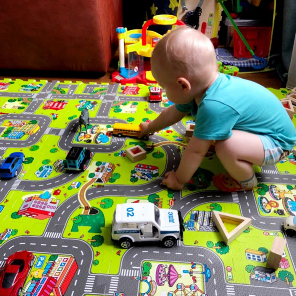 9 шт. Крытый 30*30*1 см детский набор спиел Matten Schuim Vloer Verkeer Route Puzzels Deken Voor kinderen Spelen Tapijten коврик для Ki